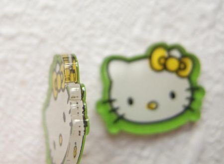 Vlakke heldere Hello Kitty flatback ~ 23 mm ~ Groen - 2