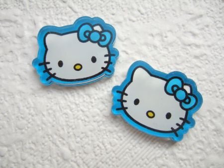 LAATSTE!!! Vlakke heldere Hello Kitty flatback ~ 23 mm ~ Blauw - 0