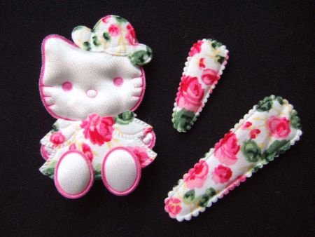 Hello Kitty flatback met roze strik, met gaatje ~ 20 mm - 6