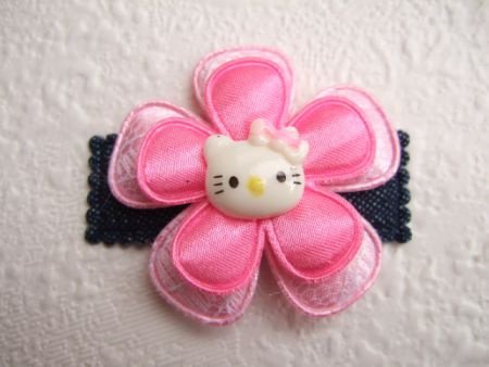 Hello Kitty flatback met roze strik ~ 15 mm - 2