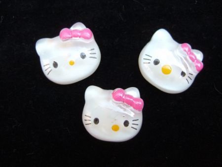 Hello Kitty flatback met roze strik ~ 14 mm - 0