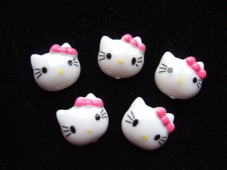 Mini Hello Kitty flatback met roze strik ~ 11 mm - 0