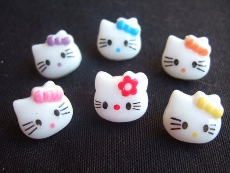 Mini Hello Kitty flatback met roze strik ~ 11 mm - 4