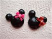 Zwarte Minnie Mouse flatback met strikje ~ 3 cm ~ Rood - 3 - Thumbnail