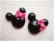 Zwarte Minnie Mouse flatback met strikje ~ 3 cm ~ Fuchsia roze - 0 - Thumbnail