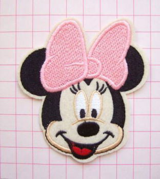 Zwarte Minnie Mouse flatback met strikje ~ 3 cm ~ Fuchsia roze - 5