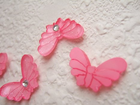 Roze glinster vlindertje met strass 