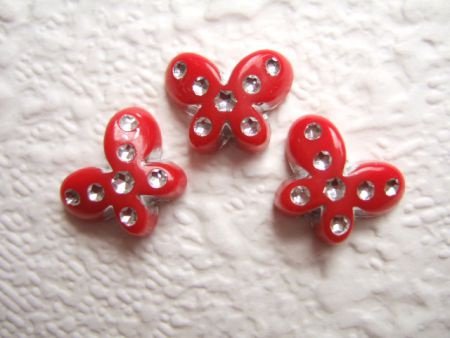 Mini vlinders met strass flatback ~ 11 mm ~ Rood - 0