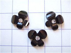 Mini vlindertjes met strass flatback ~ 10 mm ~ Zwart