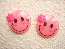 Ronde Smiley flatback ~ 23 mm ~ Roze