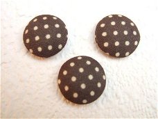 Polkadots nep stof knoop ~ 14 mm ~ Bruin