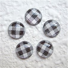 Kleine ronde ruitjes flatback ~ 7 mm ~ Zwart / wit