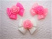 Strikje met roosje flatback ~ 20 mm ~ Roze - 2 - Thumbnail