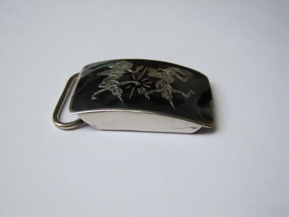 Zilveren Siam gesp met twee dansers 4.1x2.6 cm - Afbeelding 3