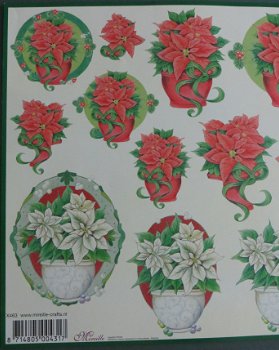 3D knipvel (A4) --- KERST --- MIREILLE / X463 --- KERSTBLOEMEN (Rood en Wit) - 2