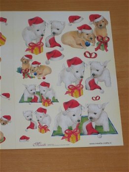 3D knipvel (A4) --- KERST --- MIREILLE / X208 --- HONDEN, PUPPIES in KERSTSFEER - 3