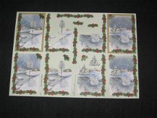 3D knipvel (A4) --- KERST --- MIREILLE / X187 --- WINTERLANDSCHAP met een HULSTRAND