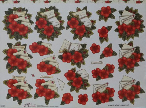 3D knipvel (A4) --- KERST --- MIREILLE / X120 --- KERSTBLOEMEN met een BRIEF (combi knipvel) - 2