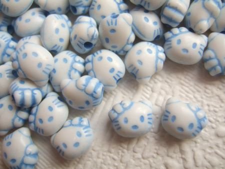 Kleine Hello Kitty kraal ~ 10 mm ~ Blauw - 0