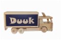 Houten vrachtwagen met Naam en of logo als kraamcadeau - 1 - Thumbnail