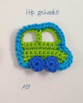 Hip gehaakt! gehaakte applicaties: autootje! - nr. 1