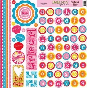 SALE NIEUW vel 12 inch Cardstock stickervel Yummy Alphabet van Bo Bunny - 1