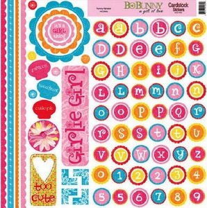 SALE NIEUW vel 12 inch Cardstock stickervel Yummy Alphabet van Bo Bunny.. - 1