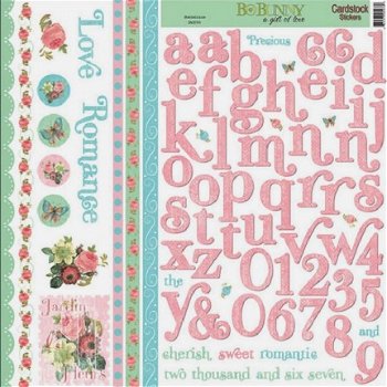 SALE NIEUW vel 12 inch Cardstock stickervel Shabbalicious Alphabet van Bo Bunny - 1
