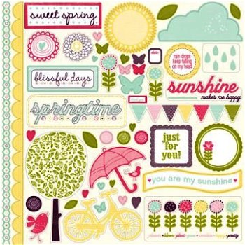 SALE NIEUW vel 12 inch Cardstock stickervel Springtime van Echo Park - 1