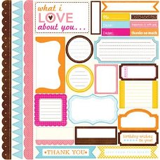 SALE NIEUW vel 12 inch Cardstock stickervel  Dots & Stripes Elements van Echo Park