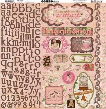 SALE! NIEUW! Combo stickervel Little Miss 30,5 X 30.5 cm van Bo Bunny. - 1