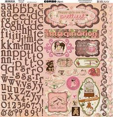 SALE! NIEUW! Combo stickervel Little Miss 30,5 X 30.5 cm van Bo Bunny.