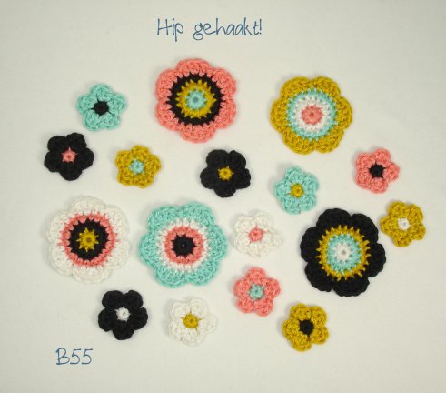 Hip gehaakt! gehaakte bloemen applicaties - nr. 1