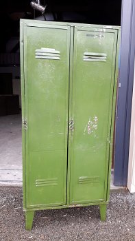 Oude metalen lockers Vintage Lockerkast Industriële fabriekskast Locker Industrie locker - 3