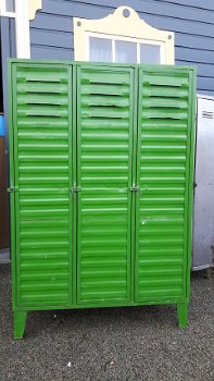 Oude metalen lockers Vintage Lockerkast Industriële fabriekskast Locker Industrie locker - 6