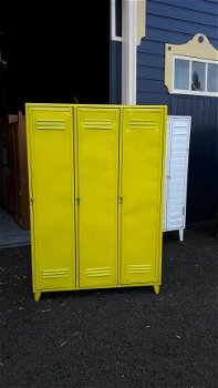 Oude metalen lockers Vintage Lockerkast Industriële fabriekskast Locker Industrie locker - 7