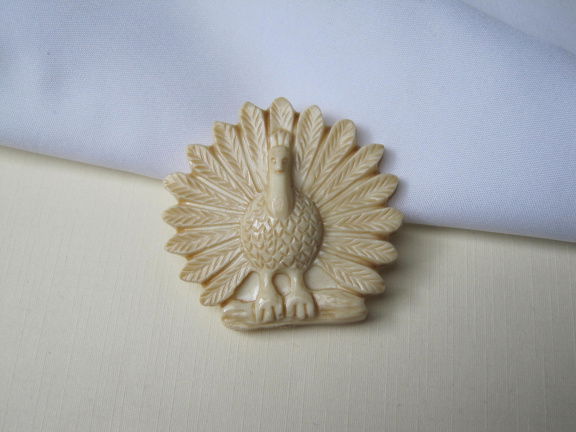 Broche kunststof pauw paradijs vogel 4.9x4.7 cm - nr. 1