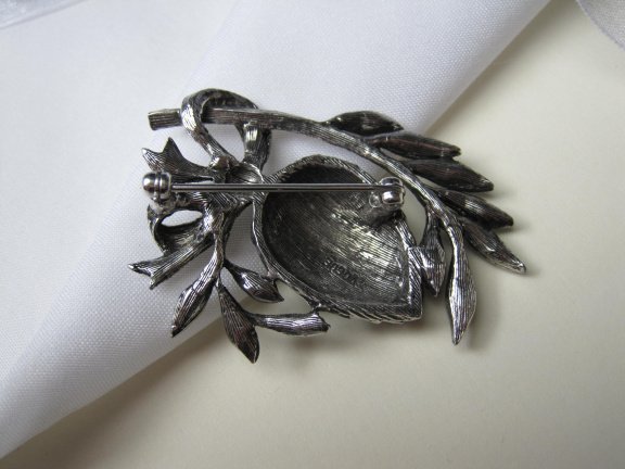 Broche Vogue zilverkleurig markasietjes distel bloem 5.0x3.6 cm - Afbeelding 5