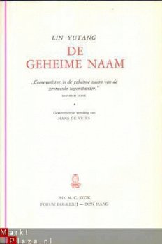 LIN YUTANG**DE GEHEIME NAAM*COMMUNISME ,GEHEIME TEGENSTANDER - 1