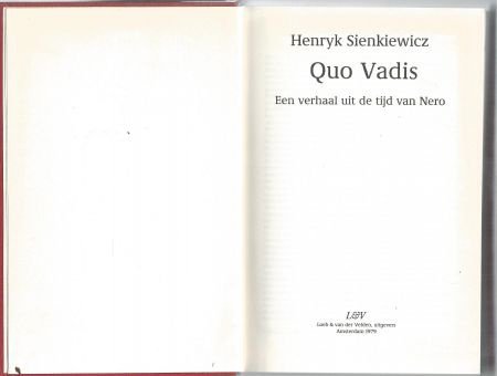 HENRYK SIENKIEWICZ**QUO VADIS**LOEB & VAN DER VELDEN*1979 - 2