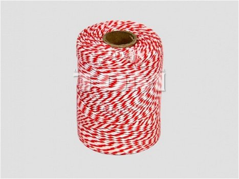Cordel de carnicero de algodón, color rojo/blanco - 1