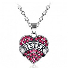 Ketting "Sister" - strass (roze)