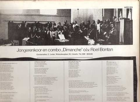 Dimanche Roel Bontan(Koor Utrecht)/ Alle Wegen zijn nog Open - vinylLP- -1974 - 2