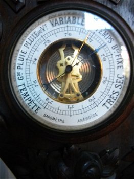 Antieke Franse klok met baro en thermometer - 3