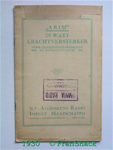 [1930] Beschrijving; 'ARIM' 25Watt Krachtversterker, ARIM