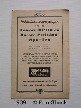 [1939~] Gebruiksaanwijzingen Uni- en Mucore Spoelen, Amroh Muiden - 1