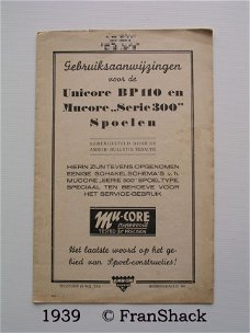 [1939~] Gebruiksaanwijzingen Uni- en Mucore Spoelen, Amroh Muiden