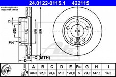 Remschijf Vooras ATE 24.0122-0115.1 BMW 3 E36 E46 Z3 E36 Z4