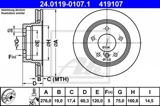 Remschijf Achteras ATE 24.0119-0107.1 BMW 3 E36 E46 Z3 E36 - 1