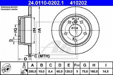 Remschijf Achteras ATE 24.0110-0202.1 BMW 3 E36 E46